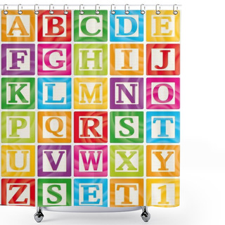 Personality  Vector Baby Blocks Set 1 Of 3 - Capital Letters Alphabet Shower Curtains