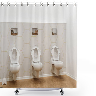 Personality  Clean White Toilet Bowls In Toilet In Modern Kindergarten  Shower Curtains