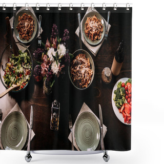 Personality  Table Served For Dinner Shower Curtains