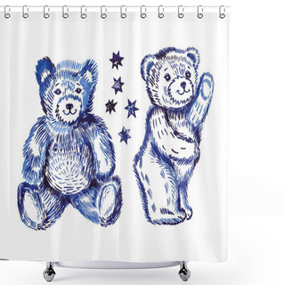 Personality  Sitting  & Standing Couple Bears Pattern Shower Curtains