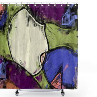 Personality  Chaos Wall Art. Artistic Vibrant And Colorful Wallpaper. Chaotic Painting. Brushed Painted Abstract Background. Brush Stroked Painting. Expressive Brushed Painting On Canvas Shower Curtains