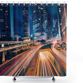 Personality  Street Traffic In Hong Kong At Night Shower Curtains