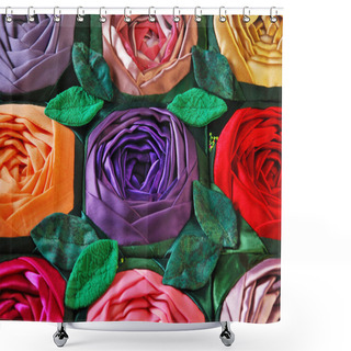 Personality  Patchwork Quilt With Flowers Shower Curtains