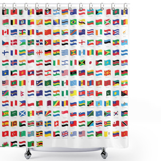 Personality  All National World Waving Flags With Names - High Quality Vector Flag Isolated On White Background Shower Curtains