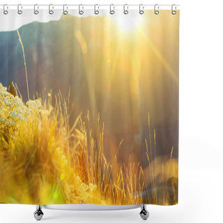 Personality  Sunny Mountain Meadow Shower Curtains