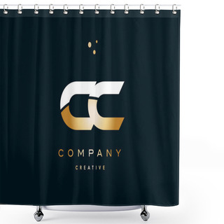 Personality  Cc C C  White Yellow Gold Golden Luxury Alphabet Letter Logo Ico Shower Curtains