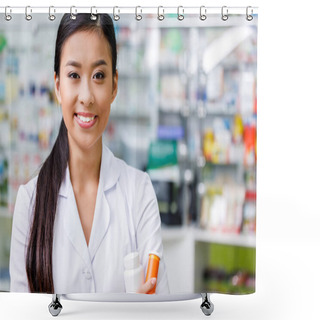 Personality  Pharmacist With Medication In Drugstore Shower Curtains