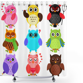 Personality  Owls With Different Characters Shower Curtains