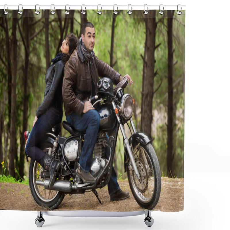 Personality  Bikers Couple Resting Shower Curtains