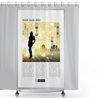 Personality  Magazine Layout With Silhouette Of Woman Shower Curtains