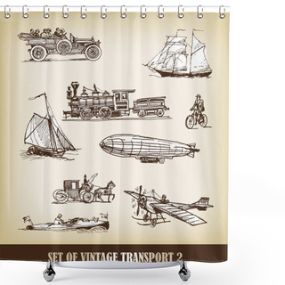 Personality  BROWN SKETCHES OF TRANSPORTATION Shower Curtains
