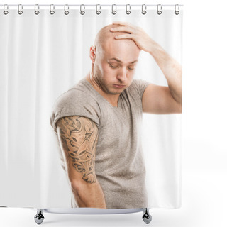 Personality  Man With Tattoo Shower Curtains