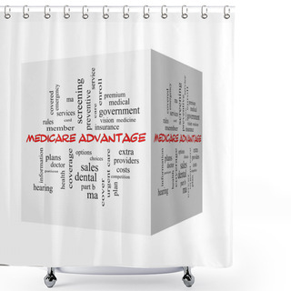 Personality  Medicare Advantage 3D Word Cloud Concept In Red Caps Shower Curtains