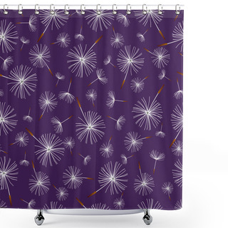 Personality  Beautiful Dark Blue Seamless Pattern With Dandelion Fluff Shower Curtains