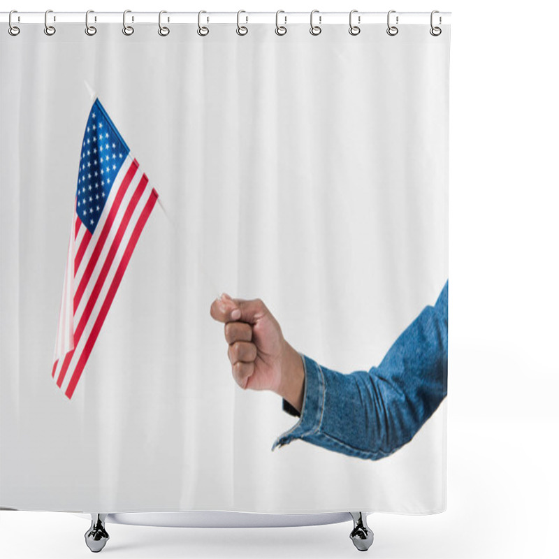 Personality  hand holding american flag shower curtains