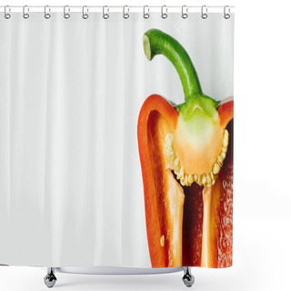 Personality  Close Up View Of Cut Ripe Bell Pepper Isolated On White  Shower Curtains