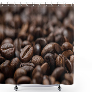 Personality  Close Up View Of Tasty Fresh Textured Coffee Grains Shower Curtains