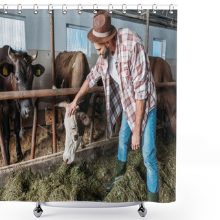 Personality  Male Farmer Feeding Cows Shower Curtains