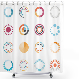 Personality  Loading Circles Flat Style Icon Set Vector Design Shower Curtains