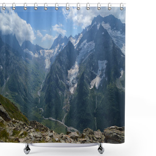Personality  Mountains And Glaciers In Dombay Shower Curtains