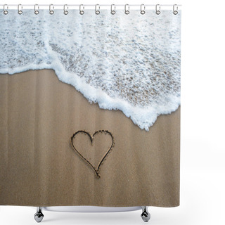Personality  Heart Shape Sign On Sand Shower Curtains