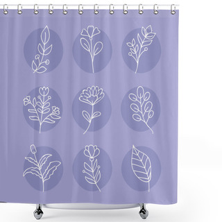 Personality  Nine Floral Drawns Icons Shower Curtains