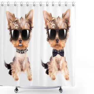 Personality  Puppy Yorkshire Terrier Set Shower Curtains