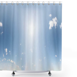 Personality  Clear Blue Sky With Scorching Sun. Seamless Hdri Panorama 360 Degrees Angle View With Zenith For Use In 3d Graphics Or Game Development As Sky Dome Or Edit Drone Shot Shower Curtains