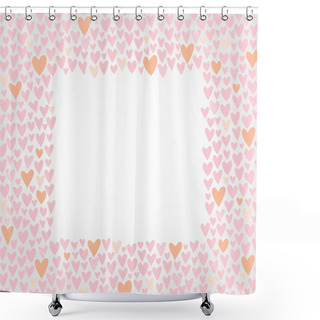 Personality  Romantic Cartoon Border. Cute Love Hearts Frame For Invitations Shower Curtains