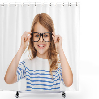 Personality  Smiling Cute Little Girl With Black Eyeglasses Shower Curtains