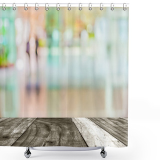Personality  Blur Image Of People In The Lobby Of A Modern Business Center Wi Shower Curtains