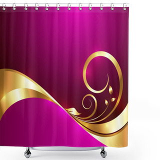 Personality  Abstract Shiny Golden Wavy Floral Shower Curtains