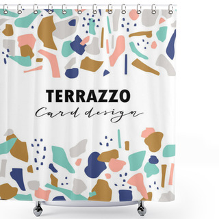 Personality  Terazzo Card Design With Dots And Brush Strokes Shower Curtains