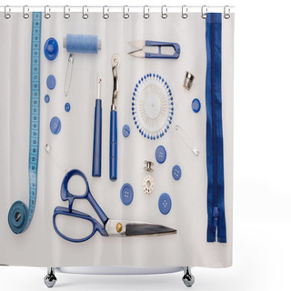 Personality  Workshop With Needlework Details And Tools Shower Curtains