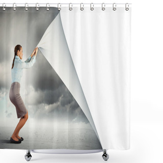 Personality  Woman Changing Reality Shower Curtains