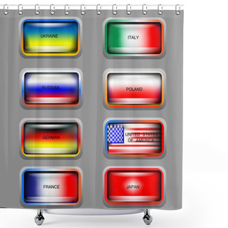 Personality  Vector Set Of Icons With Flags. Shower Curtains