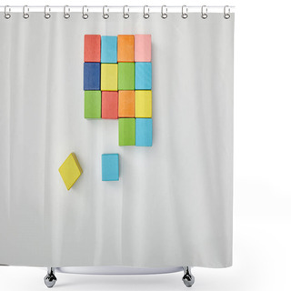 Personality  Top View Of Multicolored Blocks On Grey Background Shower Curtains