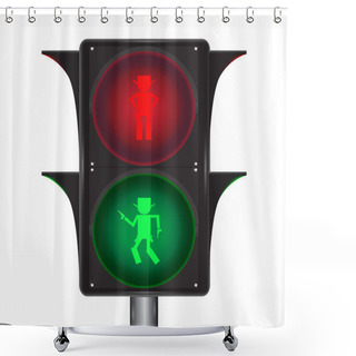 Personality  Vector Of Traffic Light With Cowboy Shower Curtains
