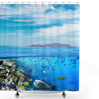 Personality  Underwater Marine Life Of The Red Sea And Blue Sky. Colorful Cor Shower Curtains