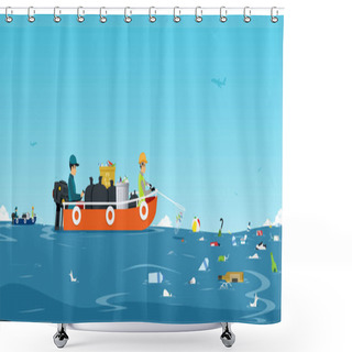 Personality  Sea Garbage Boat Shower Curtains