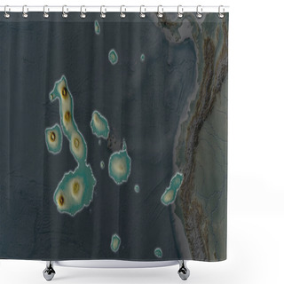 Personality  Galapagos Islands Area Enlarged And Glowed On A Darkened Background Of Its Surroundings. Relief Map Shower Curtains