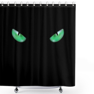 Personality  Head Of Black Cat With Glowing Green Eyes Shower Curtains