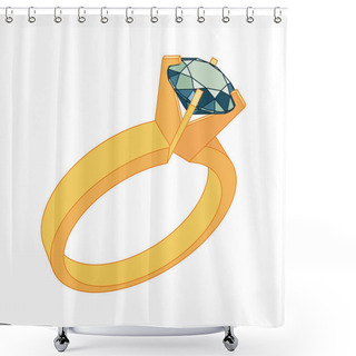 Personality  Wedding Ring Vector Icon. Flat Design Shower Curtains
