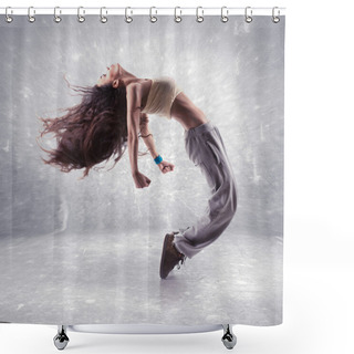 Personality  Young Woman Hip Hop Dancer Shower Curtains
