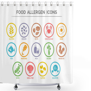 Personality  Food Allergen Icons Set Shower Curtains