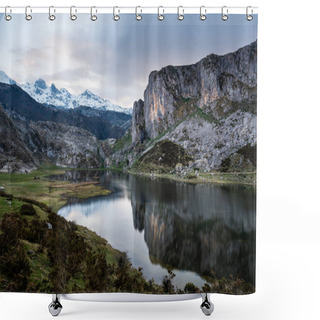 Personality  View Of Lakes Of Covadonga Sunset. Ercina Lake Shower Curtains