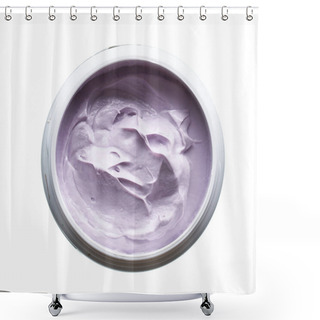 Personality  Gently Purple Texture And Strokes Of A Facial Cleansing Mask Or Acrylic Paint Isolated On A White Background Shower Curtains