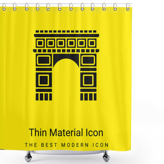 Personality  Arc De Triomphe Minimal Bright Yellow Material Icon Shower Curtains