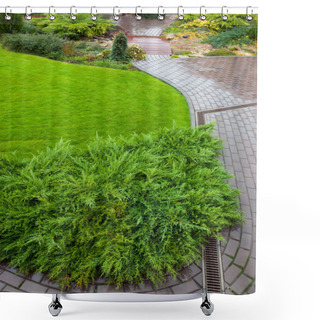 Personality  Garden  Path With Grass Shower Curtains