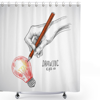 Personality  Hand Drawing Lightbulb Shower Curtains